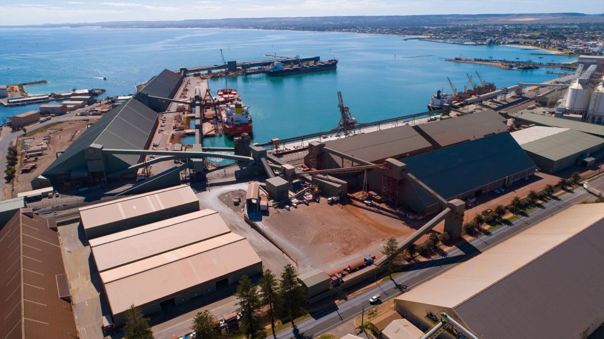 Aerial view of the Geraldton port and Mid West coastline