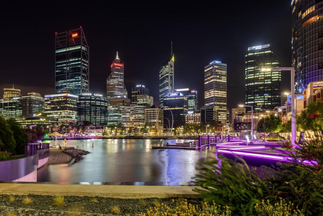 Perth city skyline at night